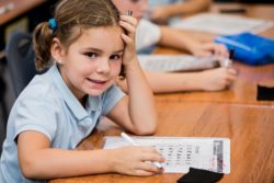 student doing math